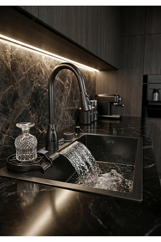 ROBO Dijital Akıllı Eviye Seti Siyah 60x45 cm ROBO Dijital Akıllı Eviye Seti Siyah 60x45 cm